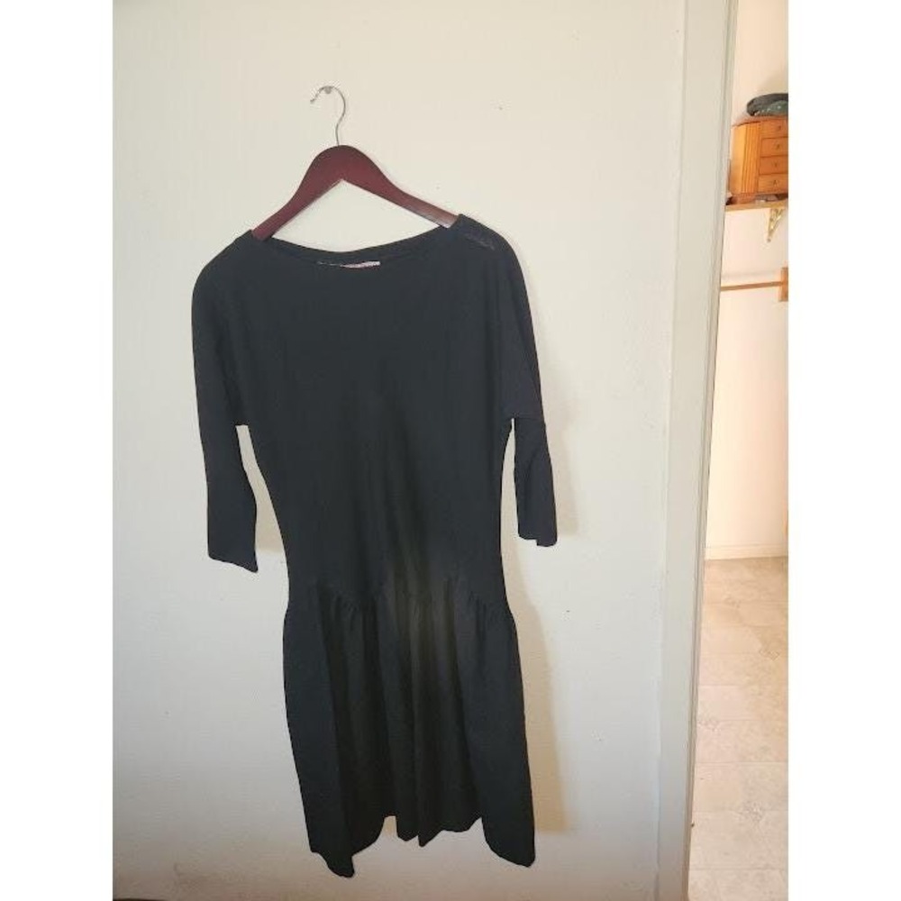 1980s Black Giorgio Sant'Angelo Midi Dress Size 8 Vintage Classic MCM